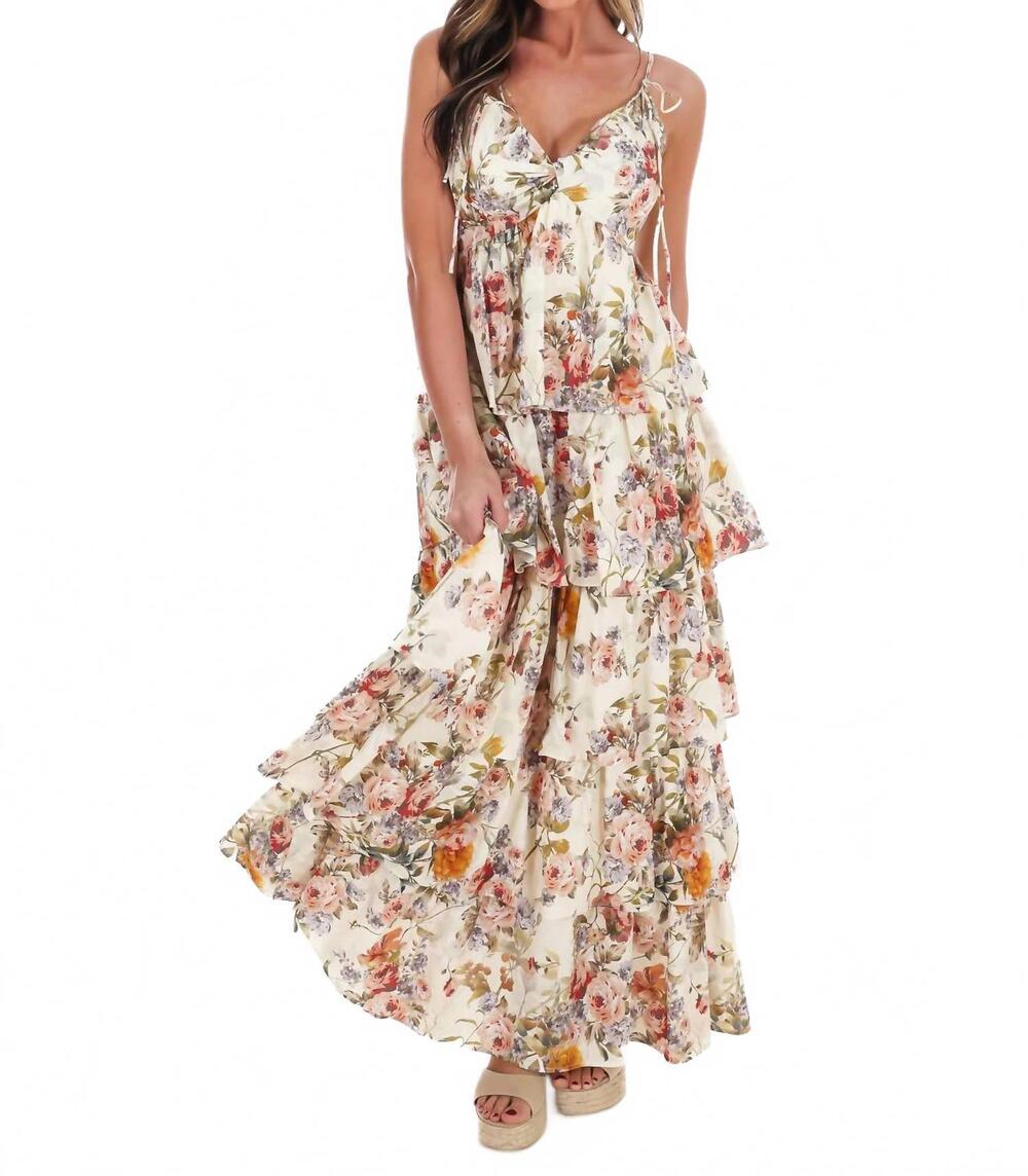 NEW IN FEBRUARY call for romance floral maxi dress in butter cream